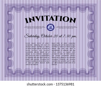 Violet Invitation. Beauty design. With background. Vector illustration. 