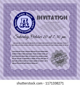 Violet Invitation. Beauty design. Customizable, Easy to edit and change colors. With linear background. 