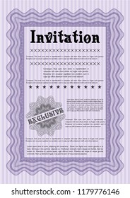 Violet Invitation. Beauty design. Vector illustration. With complex background. 