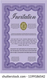 Violet Invitation. With complex background. Beauty design. Vector illustration. 