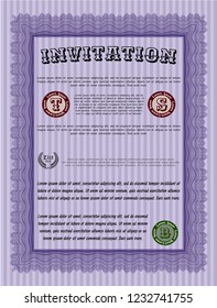 Violet Invitation. Complex background. Cordial design. Vector illustration. 