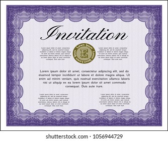 Violet Invitation. Complex background. Customizable, Easy to edit and change colors. Elegant design. 
