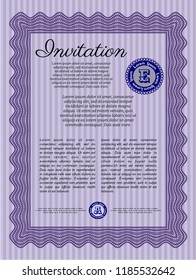 Violet Invitation. With complex background. Customizable, Easy to edit and change colors. Beauty design. 