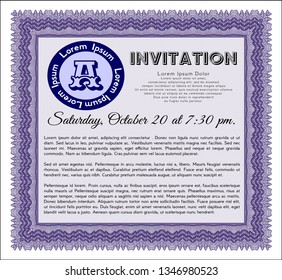 Violet Invitation. Complex background. Customizable, Easy to edit and change colors. Good design. 
