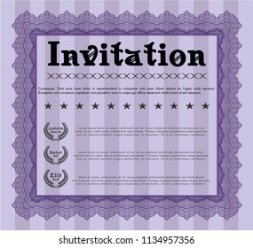 Violet Invitation. Complex background. Elegant design. Vector illustration. 