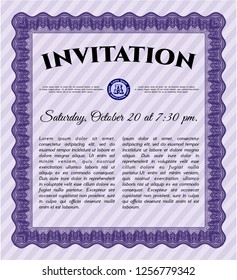 Violet Invitation. With complex background. Money design. Customizable, Easy to edit and change colors. 