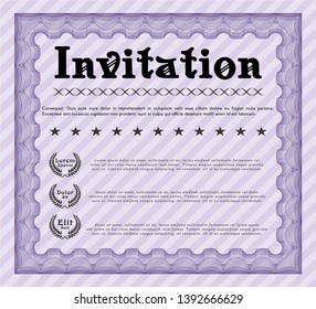 Violet Invitation. Complex background. Money design. Customizable, Easy to edit and change colors. 
