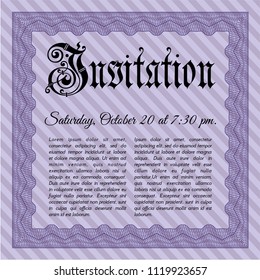 Violet Invitation. With complex background. Vector illustration. Excellent design. 