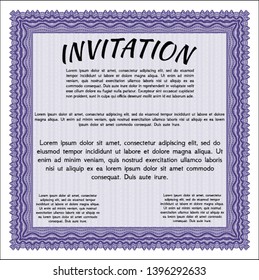 Violet Invitation. With complex linear background. Nice design. Customizable, Easy to edit and change colors. 