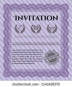 Violet Invitation. Cordial design. Complex background. Customizable, Easy to edit and change colors. 