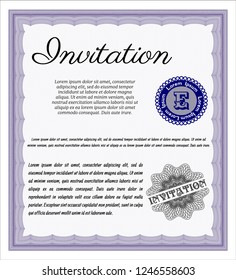 Violet Invitation. Cordial design. With complex linear background. Vector illustration. 