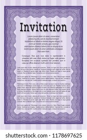 Violet Invitation. Customizable, Easy to edit and change colors. With complex background. Superior design. 