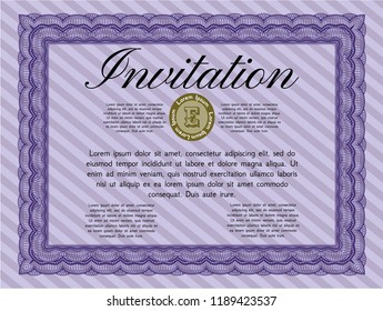 Violet Invitation. Customizable, Easy to edit and change colors. With quality background. Perfect design. 