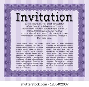 Violet Invitation. Customizable, Easy to edit and change colors. Printer friendly. Elegant design. 