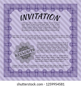 Violet Invitation. Customizable, Easy to edit and change colors. Easy to print. Beauty design. 