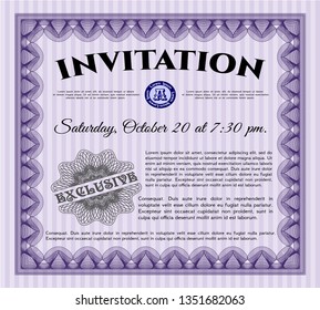 Violet Invitation. Customizable, Easy to edit and change colors. With quality background. Cordial design. 