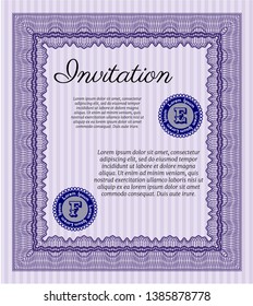 Violet Invitation. Customizable, Easy to edit and change colors. With quality background. Money style design. 