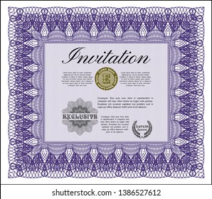 Violet Invitation. Customizable, Easy to edit and change colors. Easy to print. Superior design. 
