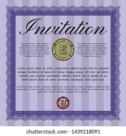Violet Invitation. Customizable, Easy to edit and change colors. With complex linear background. Superior design. 