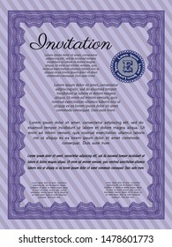 Violet Invitation. Customizable, Easy to edit and change colors. With quality background. Lovely design. 