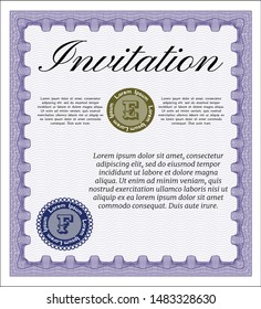 Violet Invitation. Customizable, Easy to edit and change colors. With quality background. Money style design. 