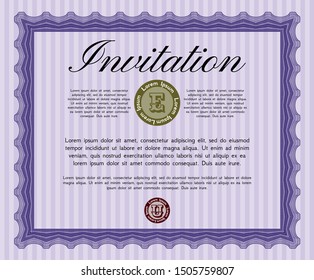 Violet Invitation. Customizable, Easy to edit and change colors. Printer friendly. Money design. 