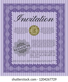 Violet Invitation. Detailed. With background. Good design. 