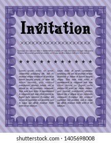 Violet Invitation. Detailed. Complex background. Sophisticated design. 