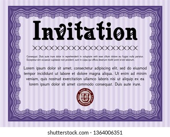 Violet Invitation. Detailed. Easy to print. Lovely design. 