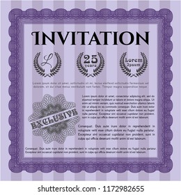 Violet Invitation. Detailed. With guilloche pattern. Sophisticated design. 
