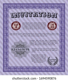 Violet Invitation. Easy to print. Detailed. Money design. 