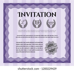 Violet Invitation. Easy to print. Excellent design. Customizable, Easy to edit and change colors. 