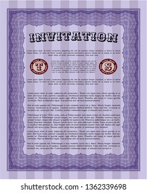 Violet Invitation. Easy to print. Good design. Vector illustration. 