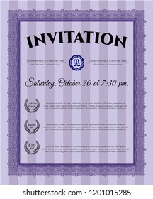  Violet Invitation. Easy to print. Retro design. Vector illustration. 