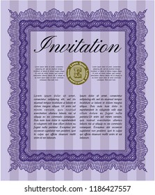 Violet Invitation. Easy to print. Vector illustration. Sophisticated design. 