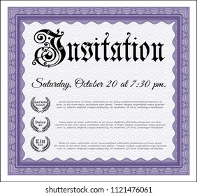 Violet Invitation. Elegant design. With complex background. Vector illustration. 