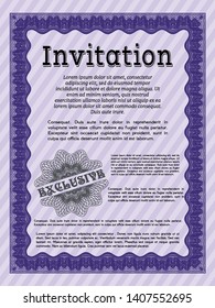 Violet Invitation. Elegant design. Customizable, Easy to edit and change colors. Printer friendly. 