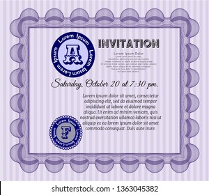 Violet Invitation. Elegant design. Easy to print. Vector illustration. 