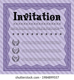 Violet Invitation. Elegant design. With great quality guilloche pattern. Customizable, Easy to edit and change colors. 