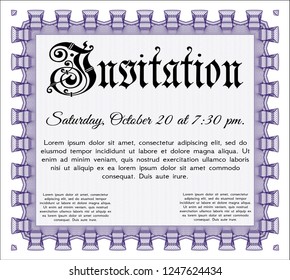 Violet Invitation. Excellent design. Complex background. Customizable, Easy to edit and change colors. 