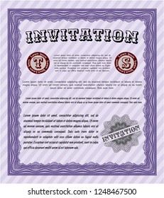 Violet Invitation. Good design. Customizable, Easy to edit and change colors. With background. 