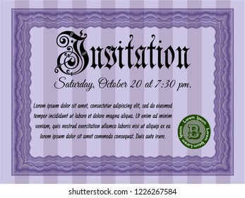 Violet Invitation. Good design. Detailed. With background. 