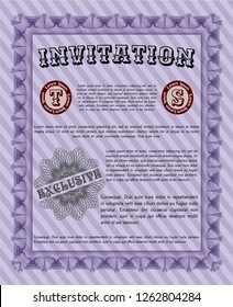 Violet Invitation. With guilloche pattern. Customizable, Easy to edit and change colors. Elegant design. 