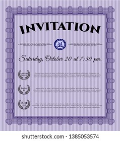 Violet Invitation. With guilloche pattern. Sophisticated design. Customizable, Easy to edit and change colors. 