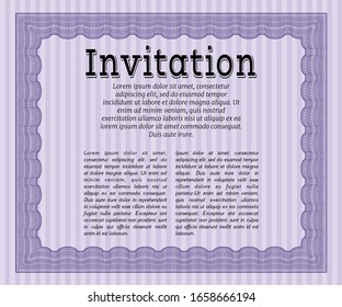 Violette Einladung. Schönes Design. Komplexer Hintergrund. Anpassbar, einfach zu bearbeiten und die Farben zu ändern. 