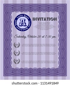 Violet Invitation. Money design. Customizable, Easy to edit and change colors. Printer friendly. 