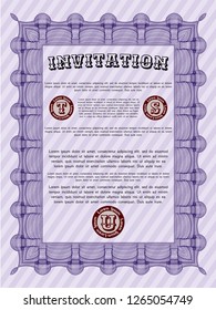 Violet Invitation. Money design. Vector illustration. With quality background. 
