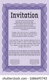 Violet Invitation. Money Pattern design. Customizable, Easy to edit and change colors. With great quality guilloche pattern. 