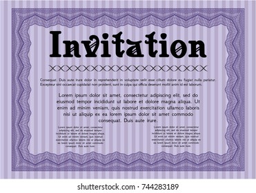Violet Invitation. Money Pattern. Vector illustration. With quality background. 
