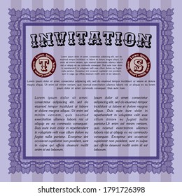Violet Invitation. Nice design. Printer friendly. Detailed. 